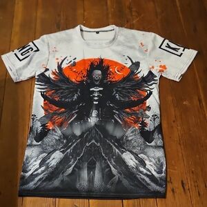 Graphic Print Men's Shirt - Black, White, and Orange